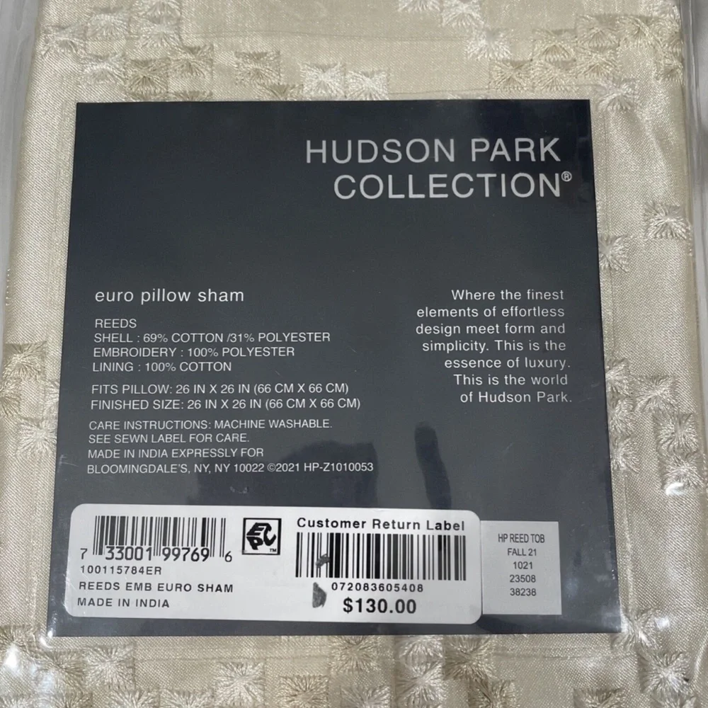 NIB $130 [ 1 Euro‎ ] Pillow Sham for Hudson Park Reeds